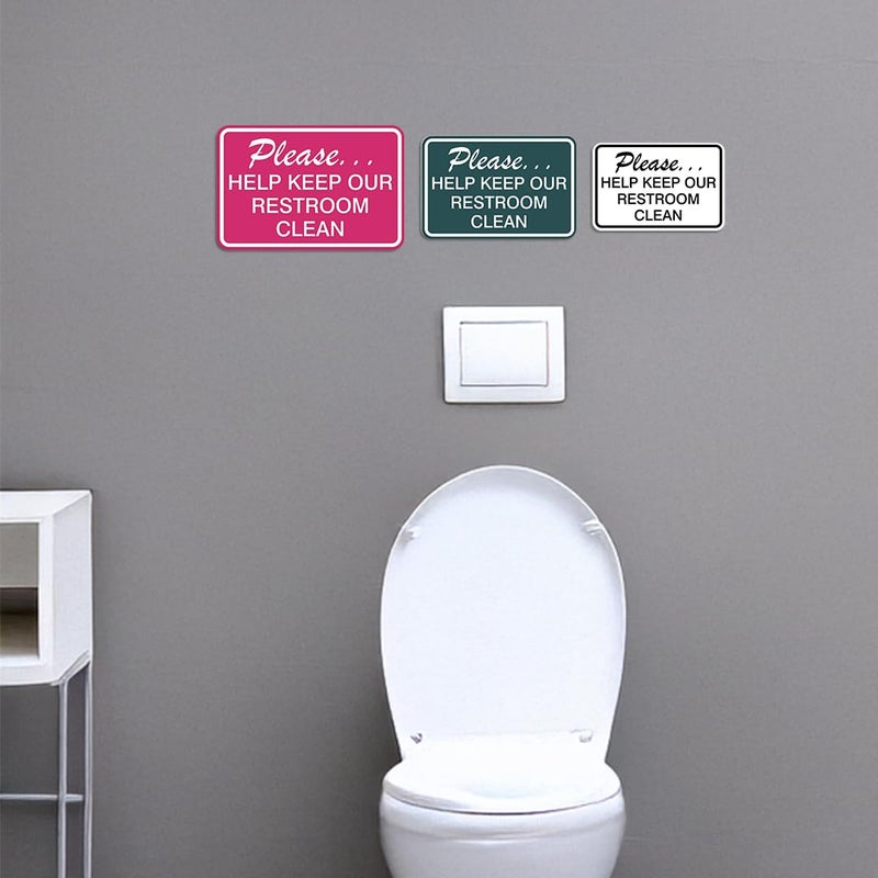 All Quality Please Help Keep Our Restroom Clean Wall Door Sign -Red (Large) - Image 5